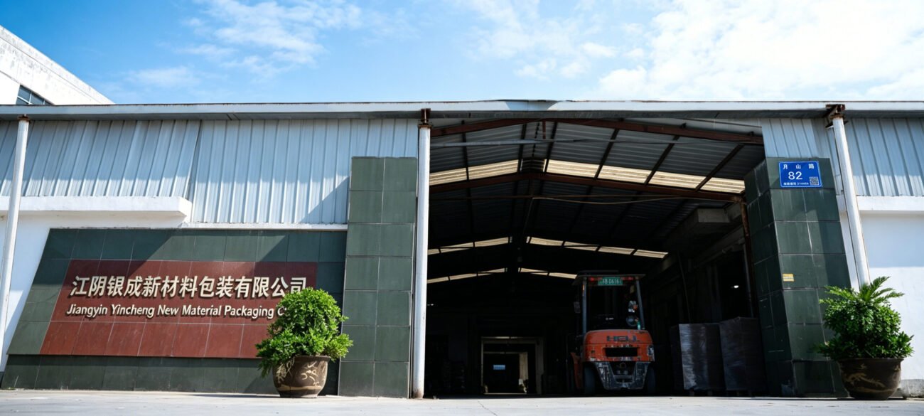 Jiangyin Yincheng New Material Packaging factory entrance in Jiangyin, China