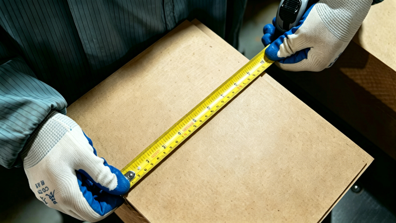 YENC production worker checking a wood-based panel