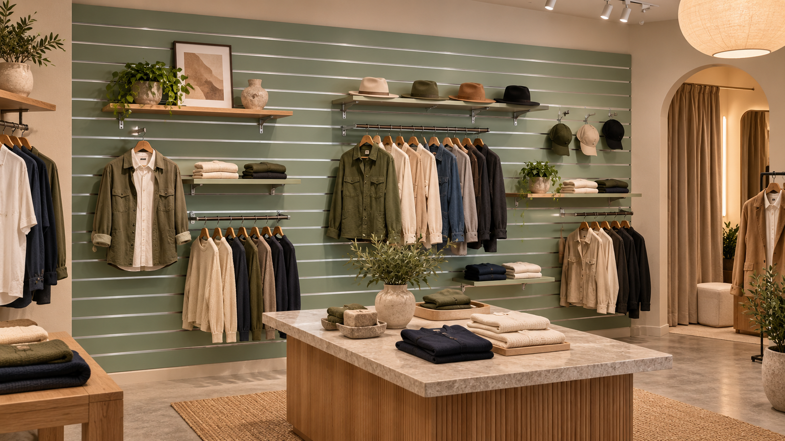 Slatwall application concept for apparel retail