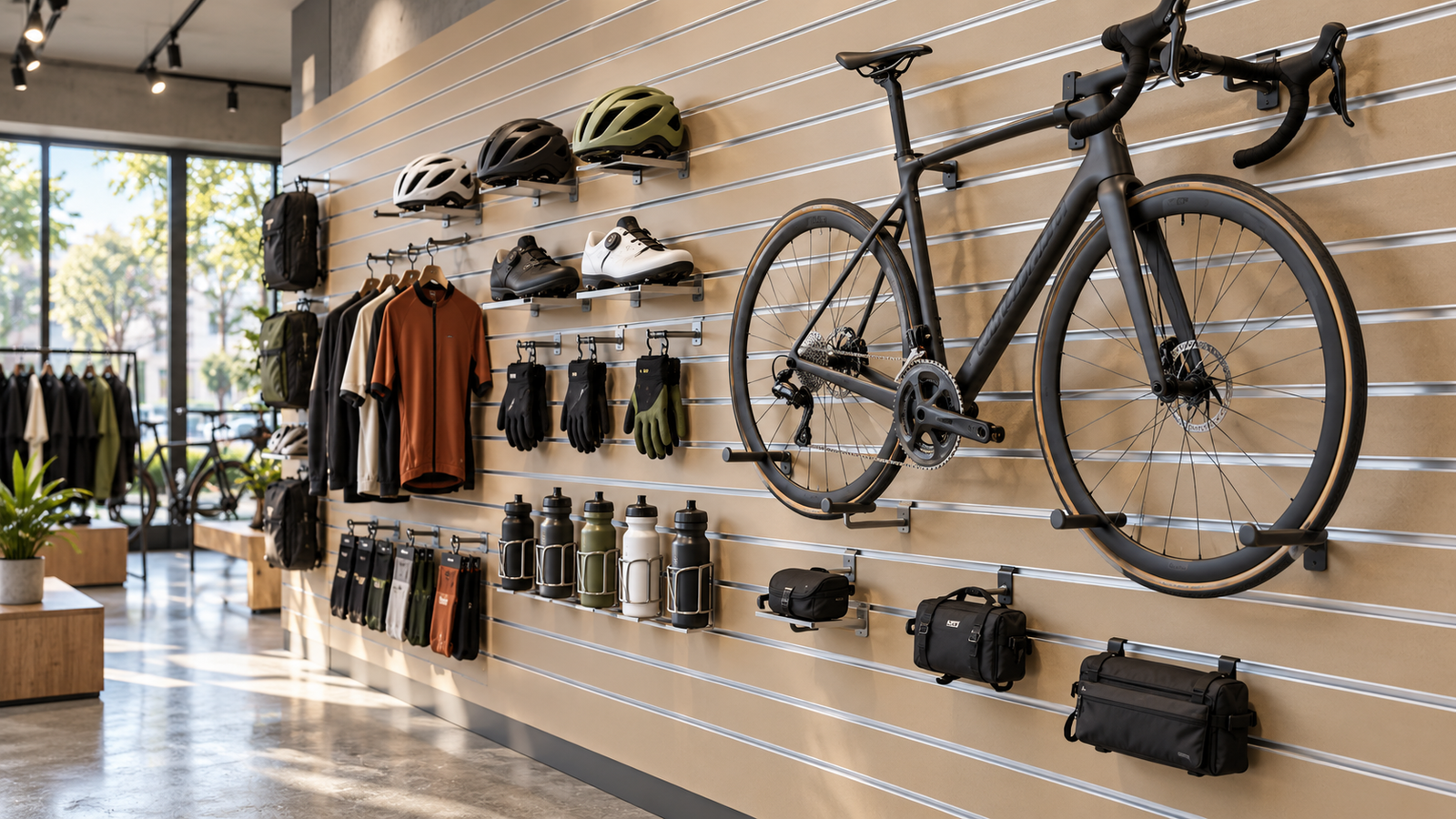Slatwall application concept for cycling and outdoor retail