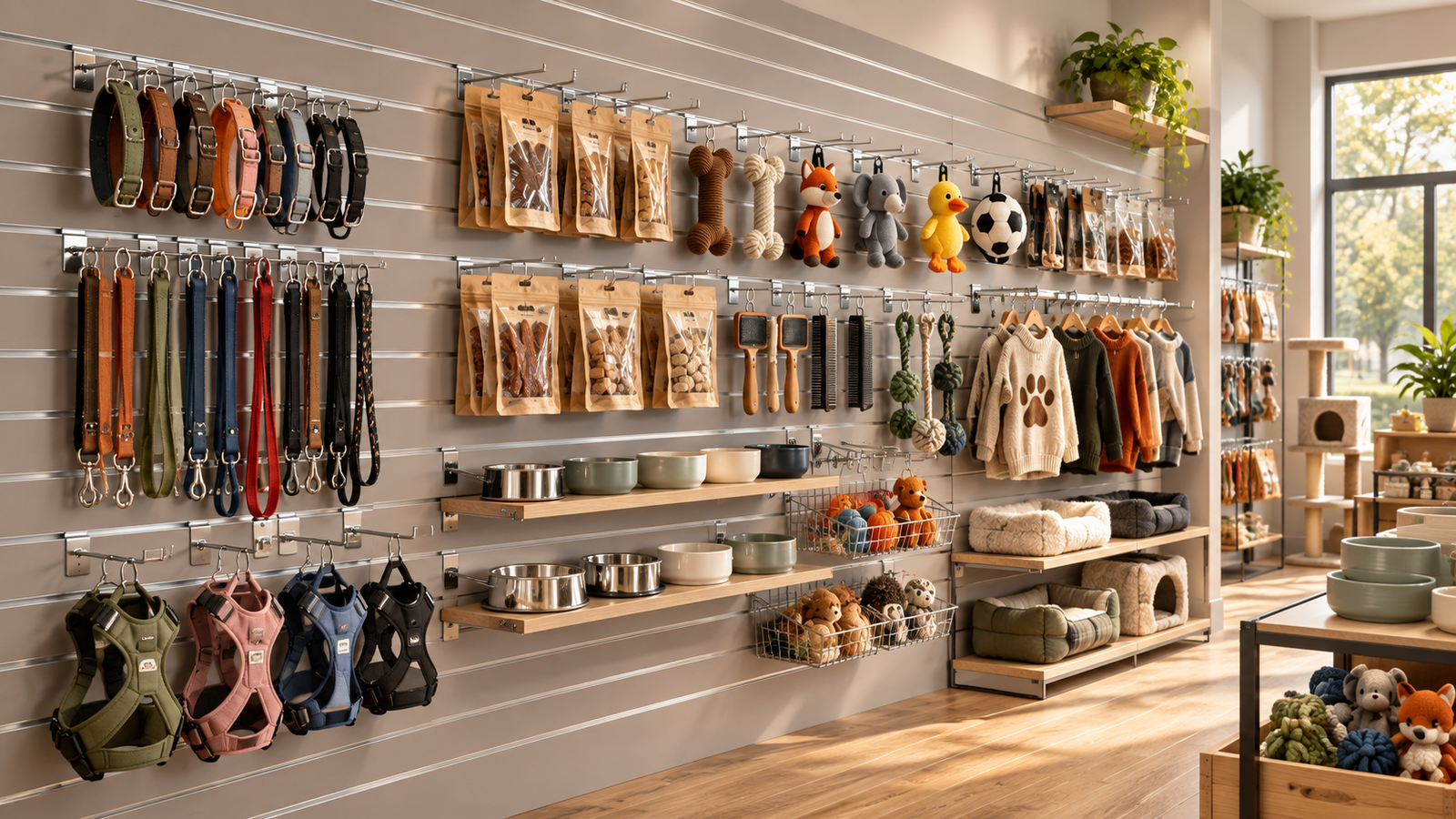 Slatwall application concept for pet-product retail
