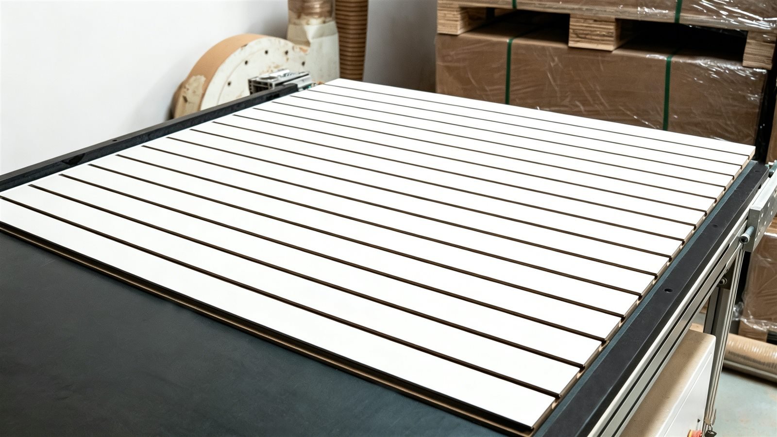 MDF MDF slatwall groove machining in progress